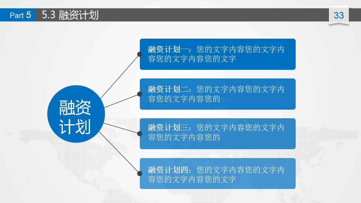蓝色简约融资计划书项目宣传ppt模板