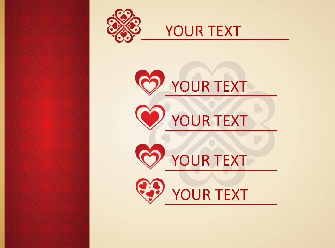 浪漫红色爱心装饰情人节主题ppt模板