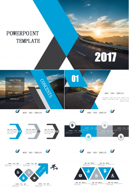 灰蓝简约大气扁平化工作总结通用ppt模板