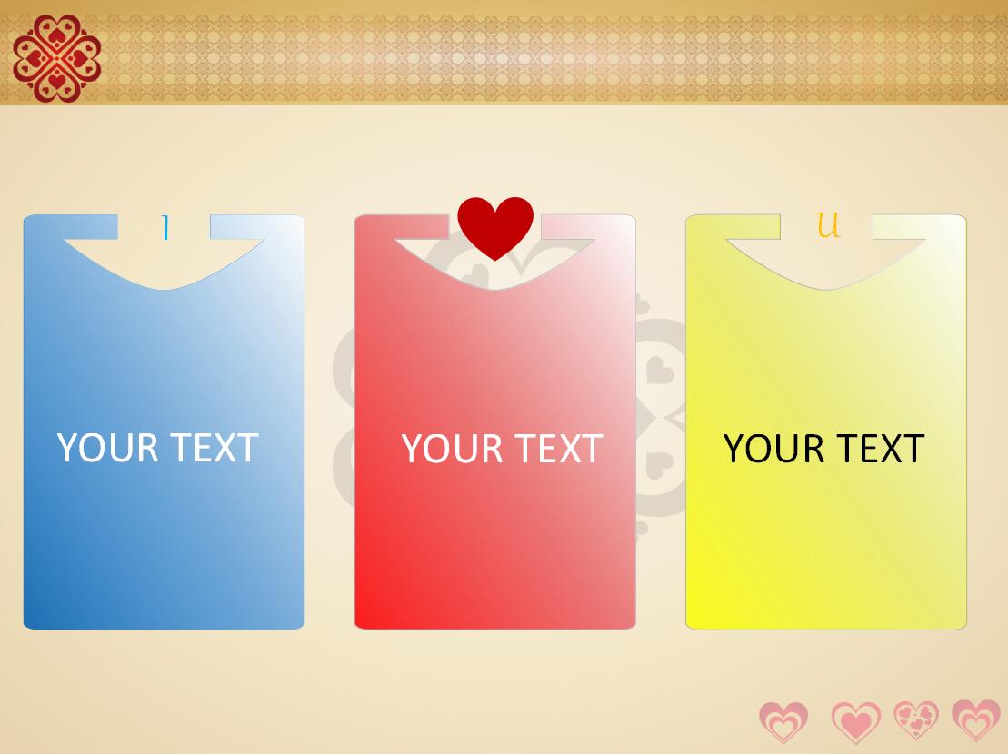 浪漫红色爱心装饰情人节主题ppt模板