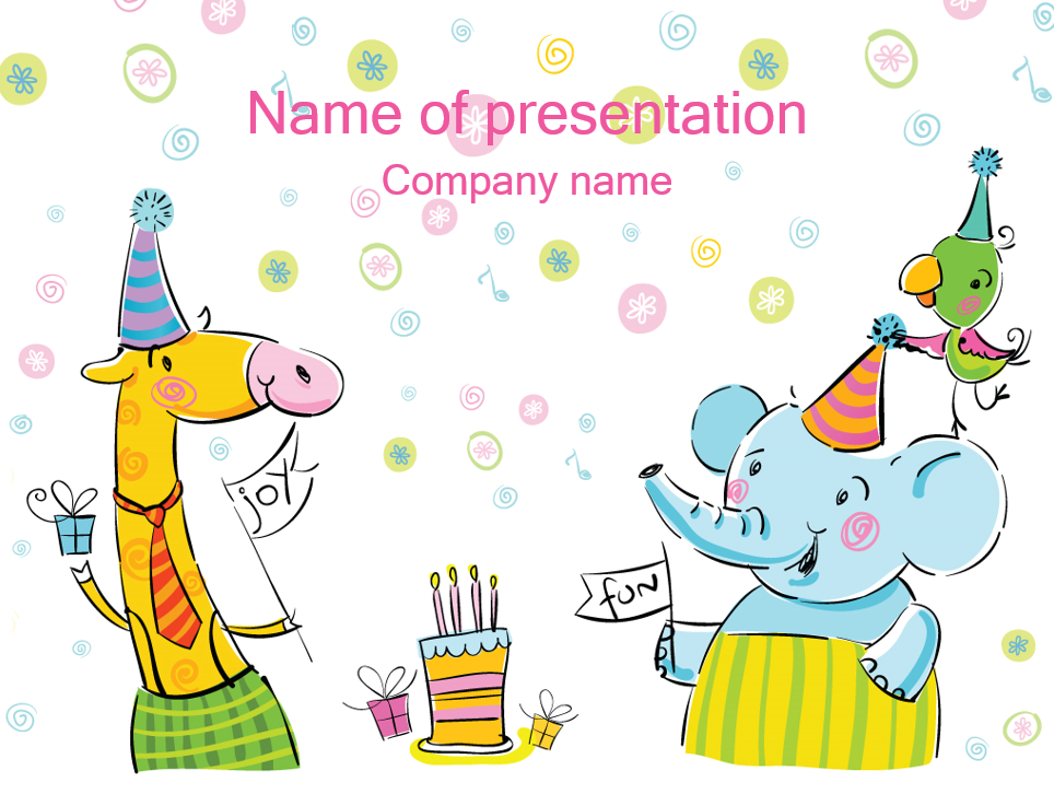 精美可爱卡通动物儿童生日会ppt模板