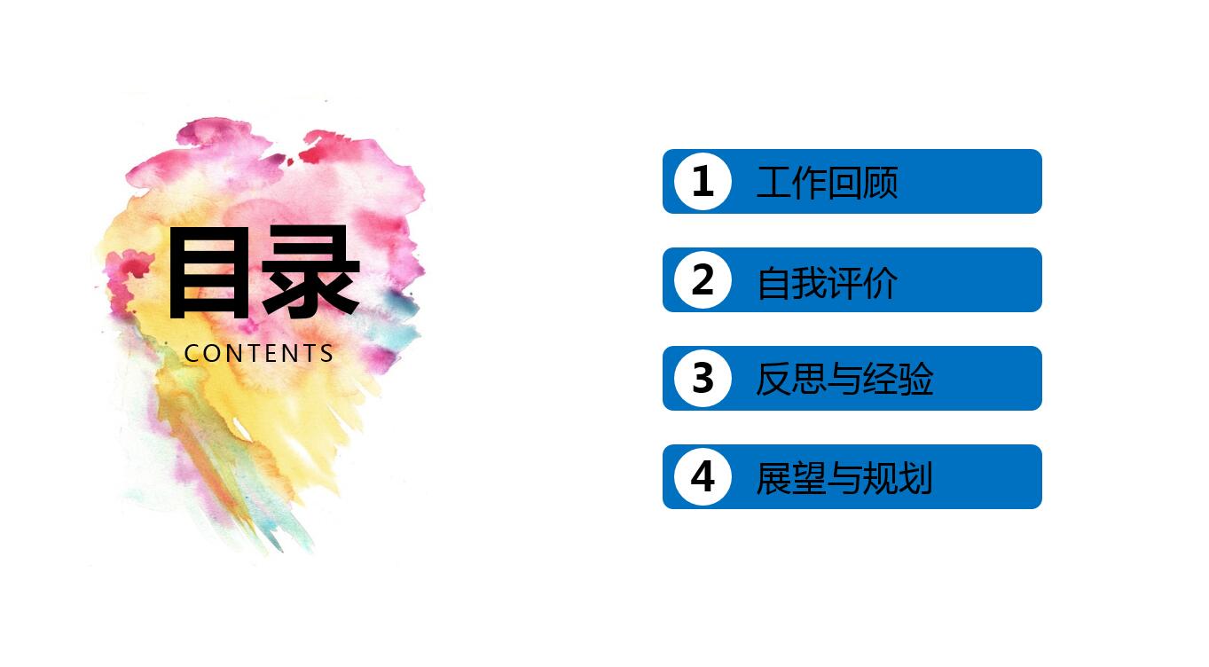 现代简约水彩风商务通用ppt模板
