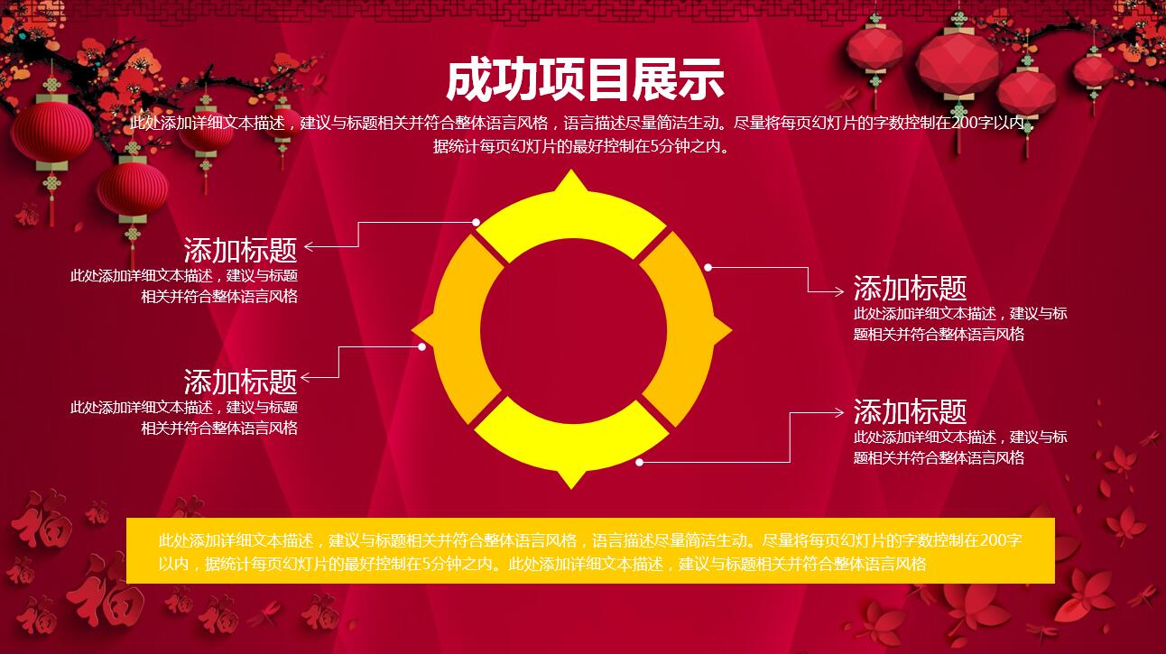 中国喜庆风格工作汇报年终总结ppt模板