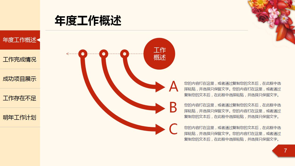 简约实用清新花卉动态元旦ppt模板