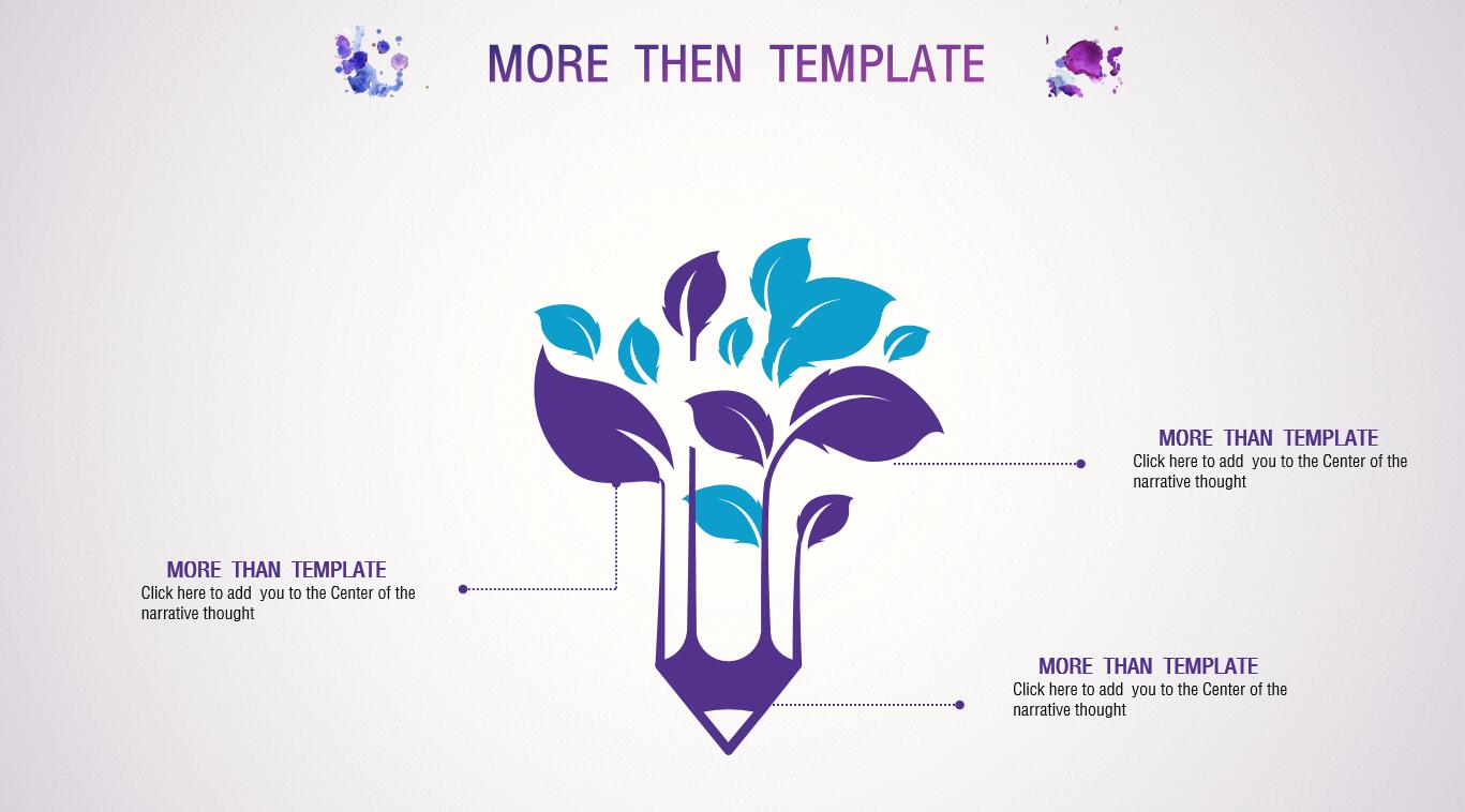紫色水彩创意墨点工作总结ppt模板