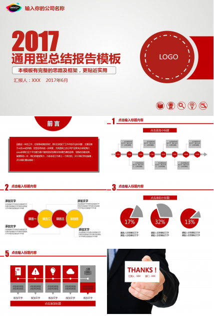 简约现代商务通用总结报告ppt模板