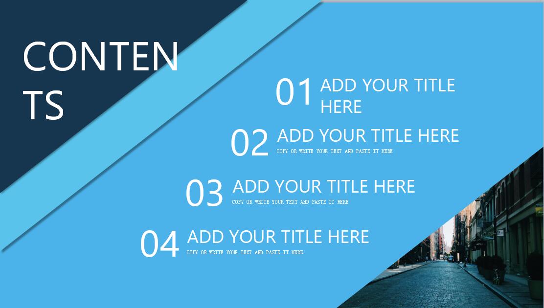 蓝色精美时尚英文清新工作汇报PPT模板