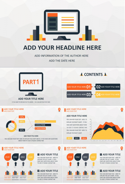 英文时尚精美图表清新商务PPT模板