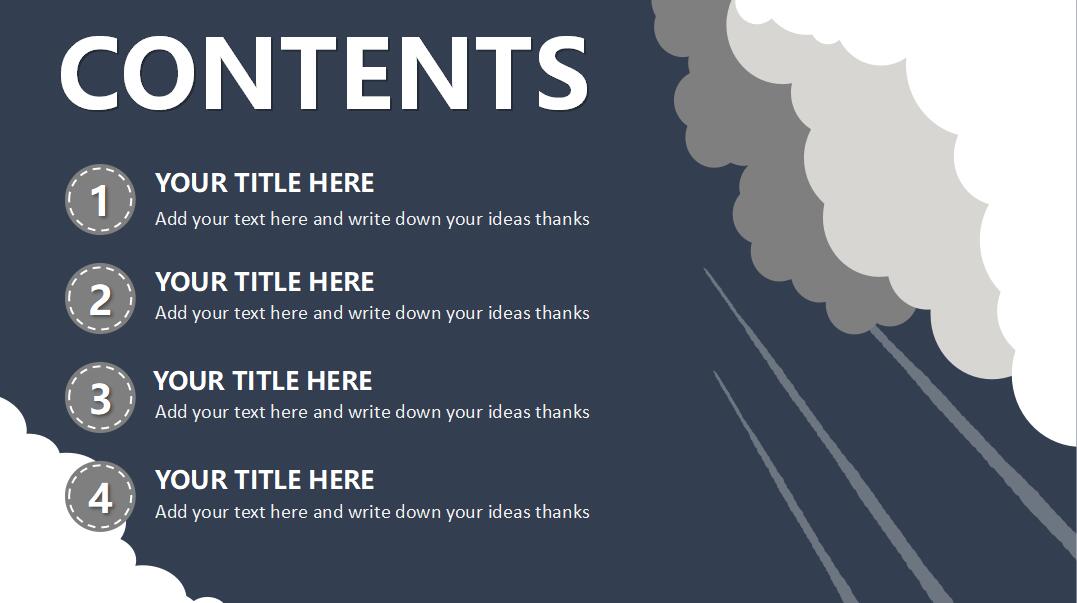 英文简约云朵动态通用PPT模板