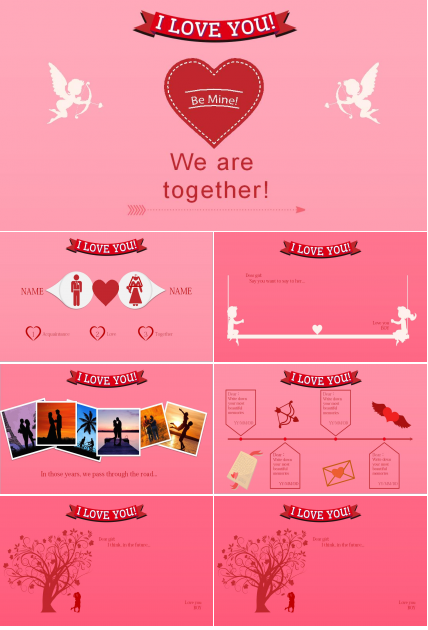 粉色浪漫精美情人节PPT模板