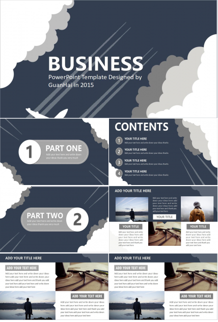 英文简约云朵动态通用PPT模板