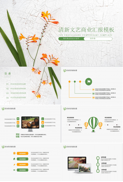 清新文艺创业计划书项目展示ppt模板