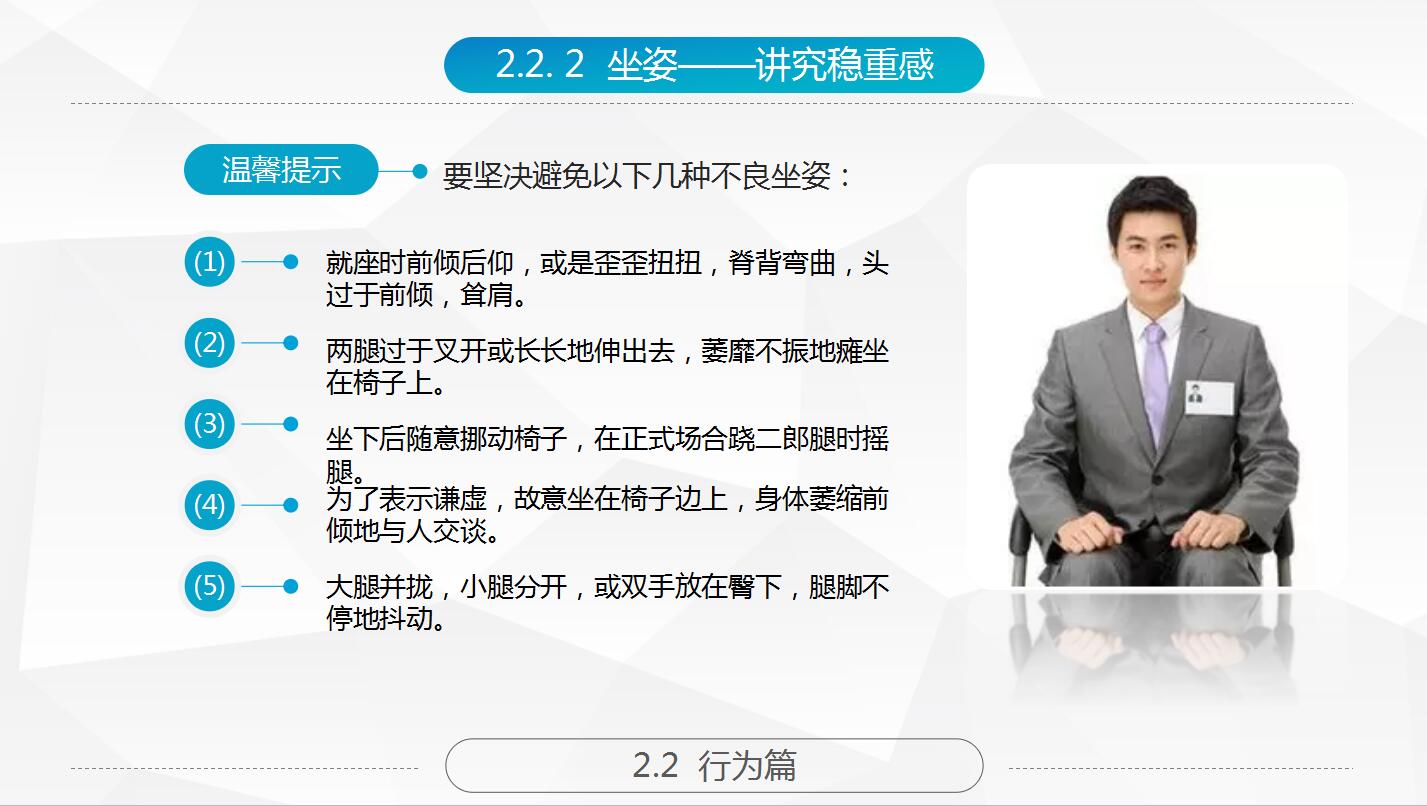 蓝色精美商务礼仪培训ppt模板