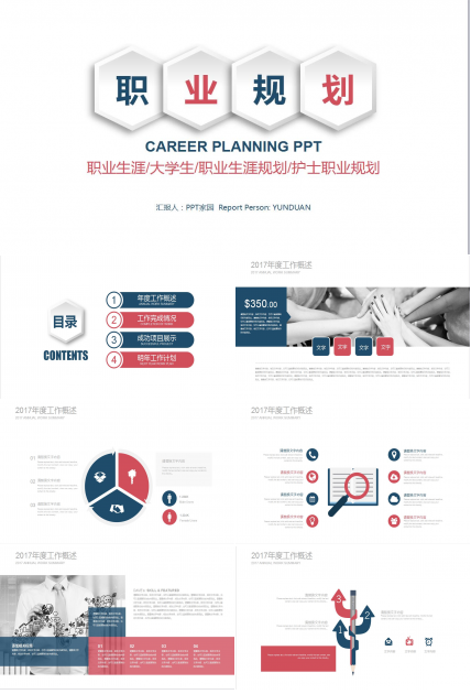 白色扁平化护士大学生职业生涯规划书ppt模板