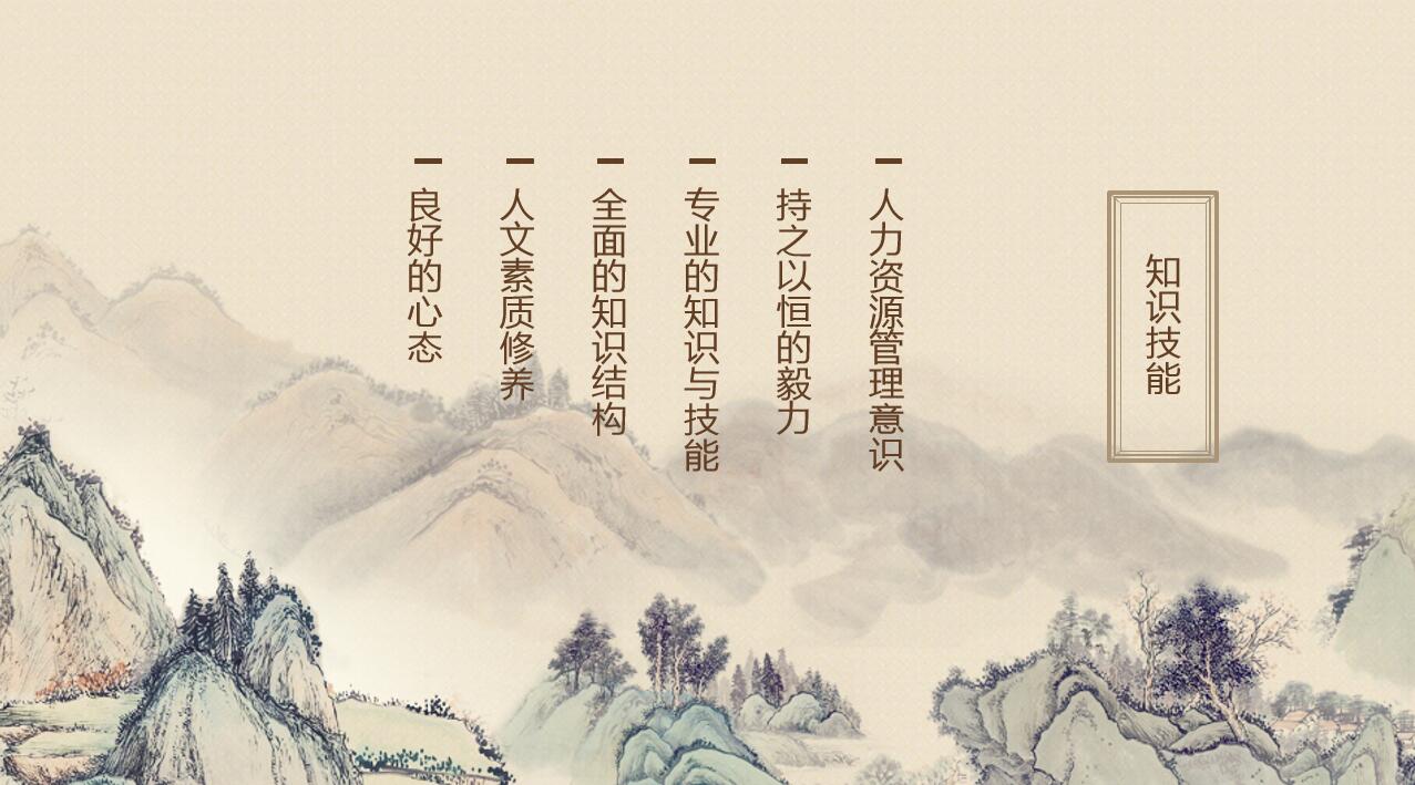 中国风山水画简约大气竞聘ppt模板