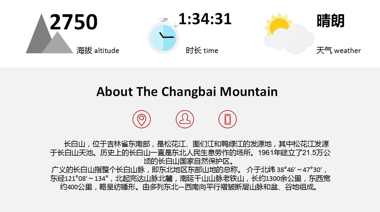 清新简洁大气长白山风景ppt模板