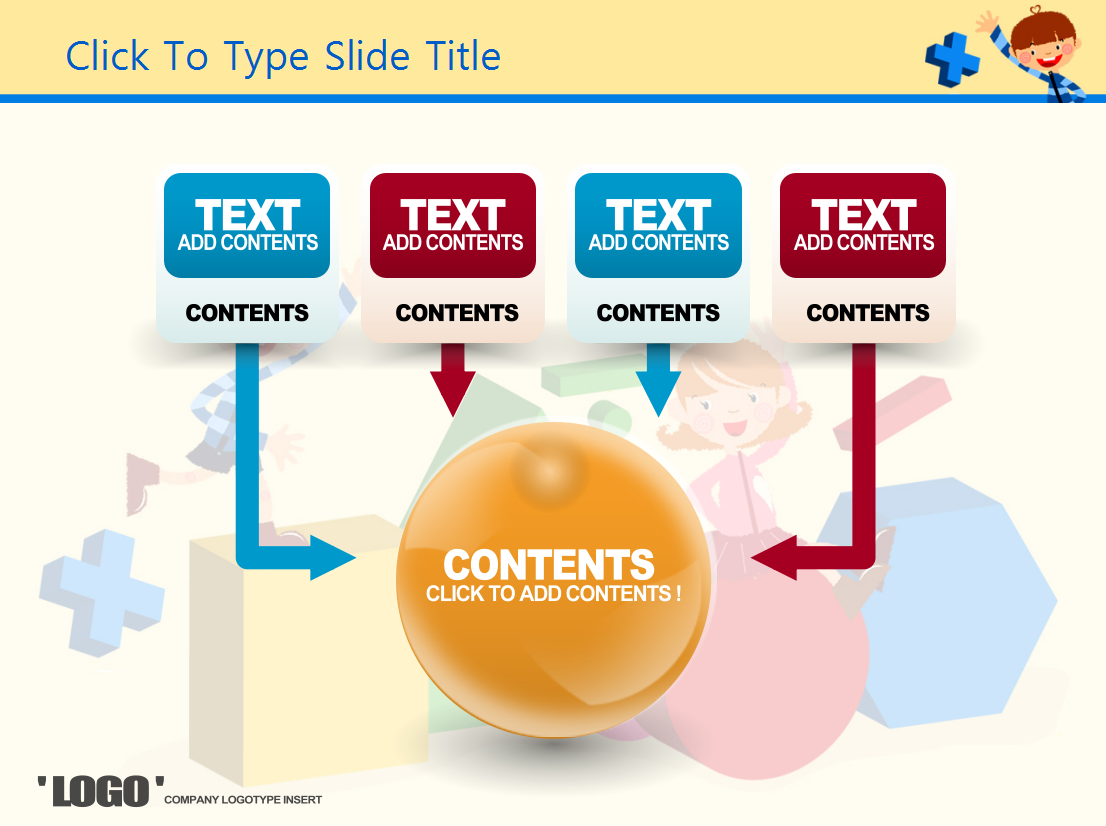 卡通黄色英文幼儿园课件ppt模板