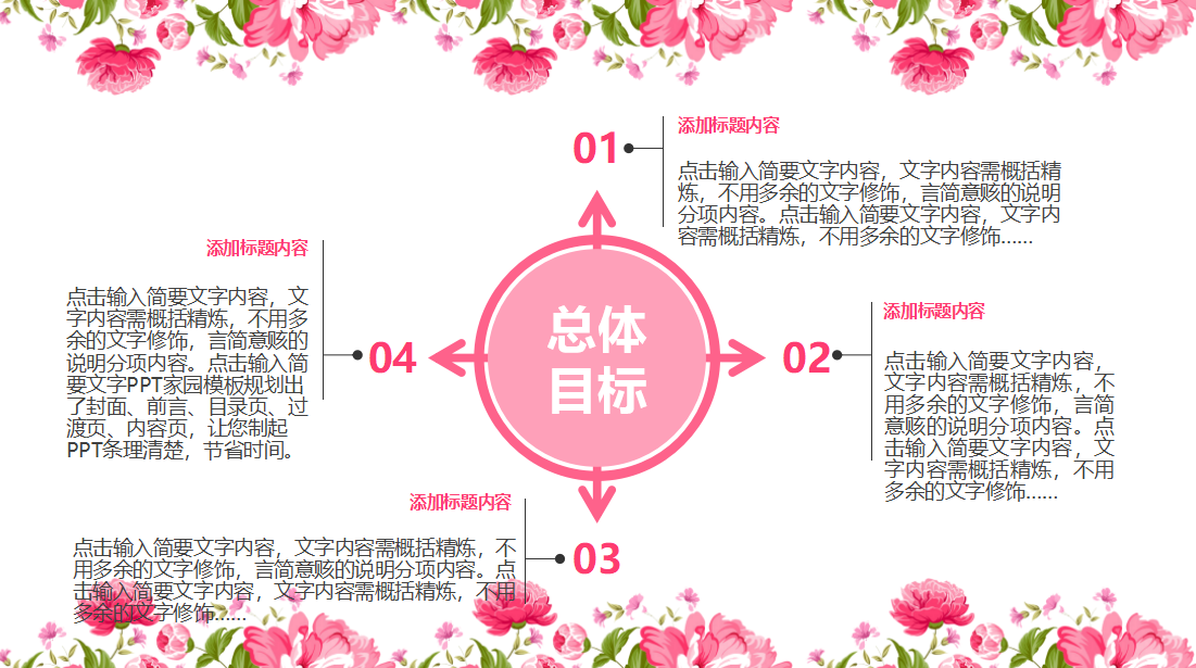 唯美淡雅手绘花朵年终总结ppt模板