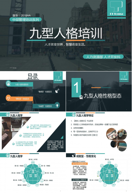 时尚创意动态九型人格培训ppt模板