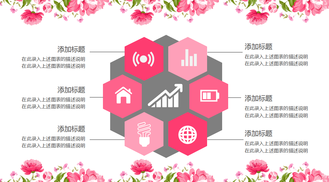 唯美淡雅手绘花朵年终总结ppt模板