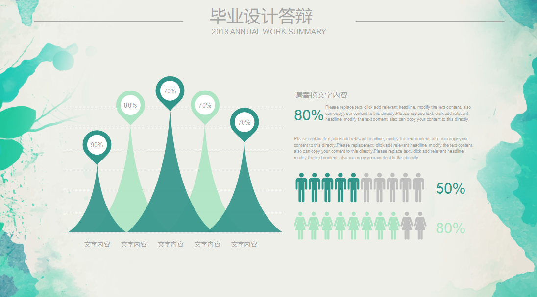 绿色水彩水彩毕业设计答辩ppt模板