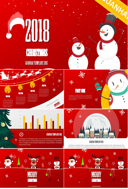 红色时尚卡通圣诞节活动策划PPT模板