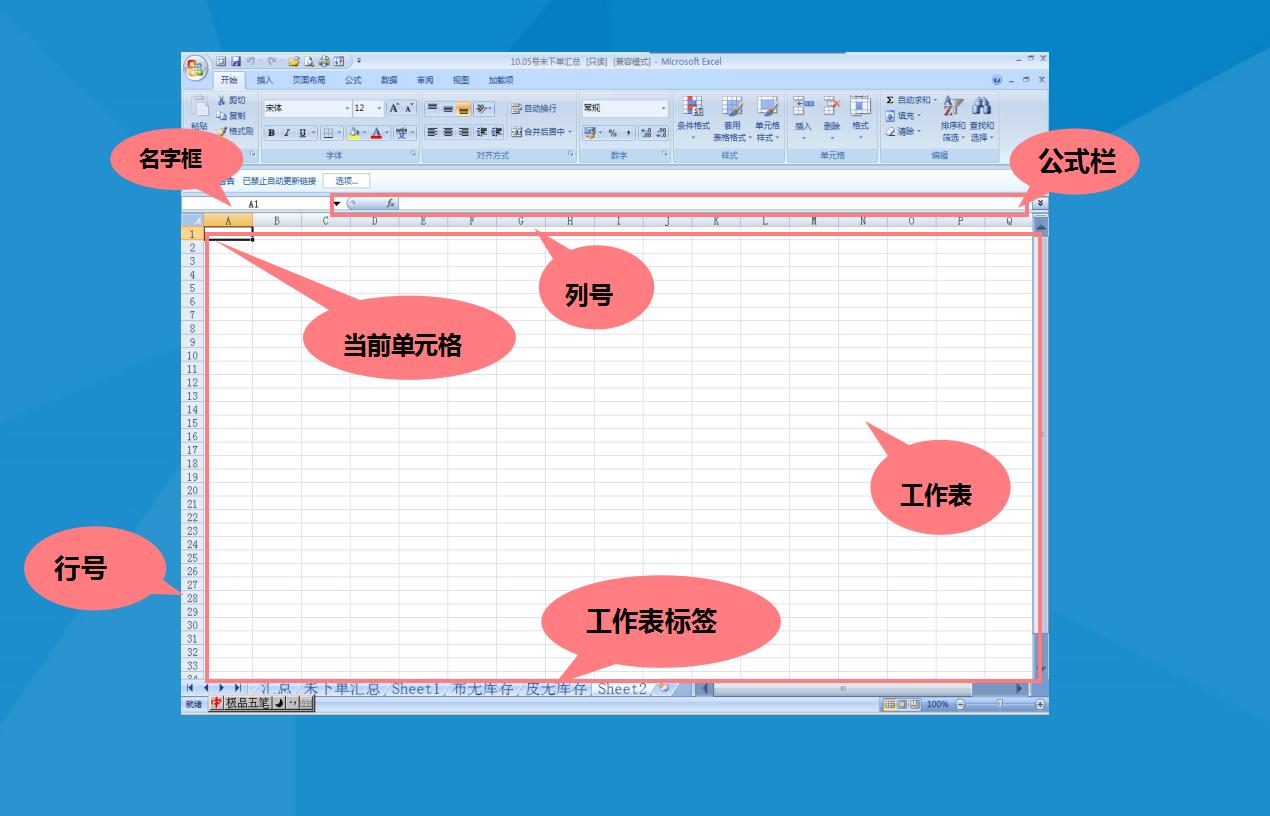 蓝色实用动态EXCEL培训教程ppt模板