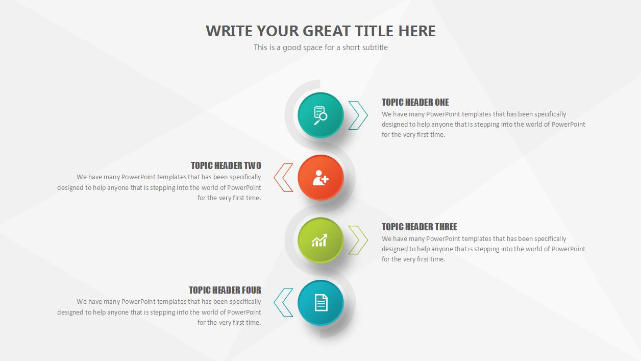 清新圆圈简约四色微粒体工作总结汇报ppt模板