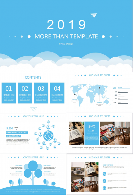 蓝色淡雅商务工作计划总结汇报ppt模板