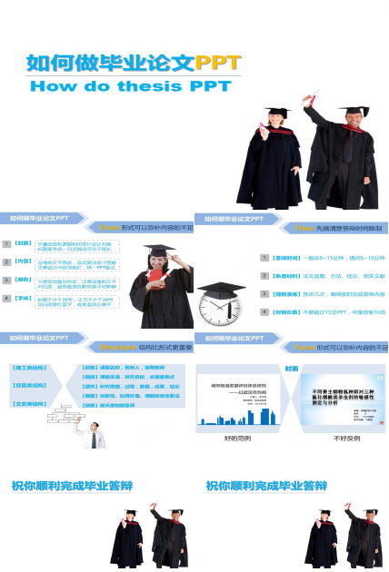 蓝色清新淡雅简约如何做毕业论文PPT模板