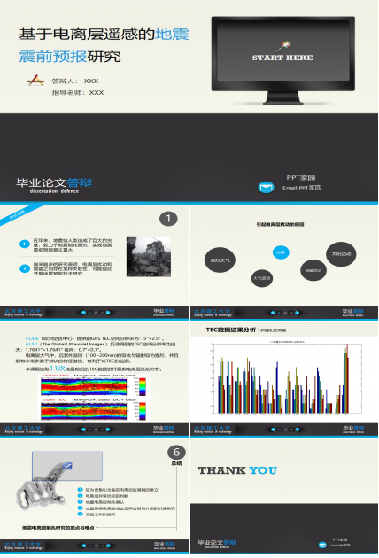 简洁基于电离层遥感的地震震前预报研究本科论文答辩ppt模板