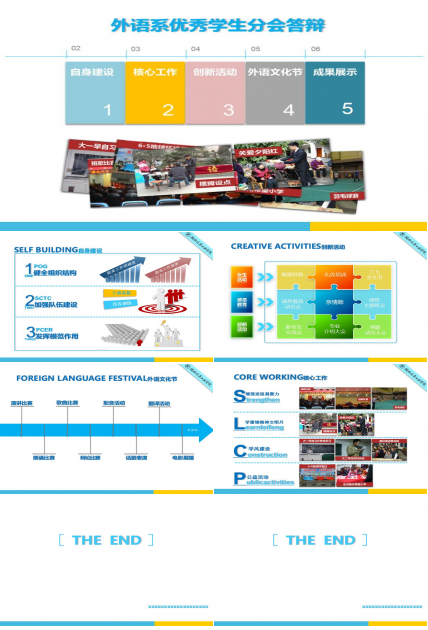 清新简约时尚外语系学生会答辩PPT模板