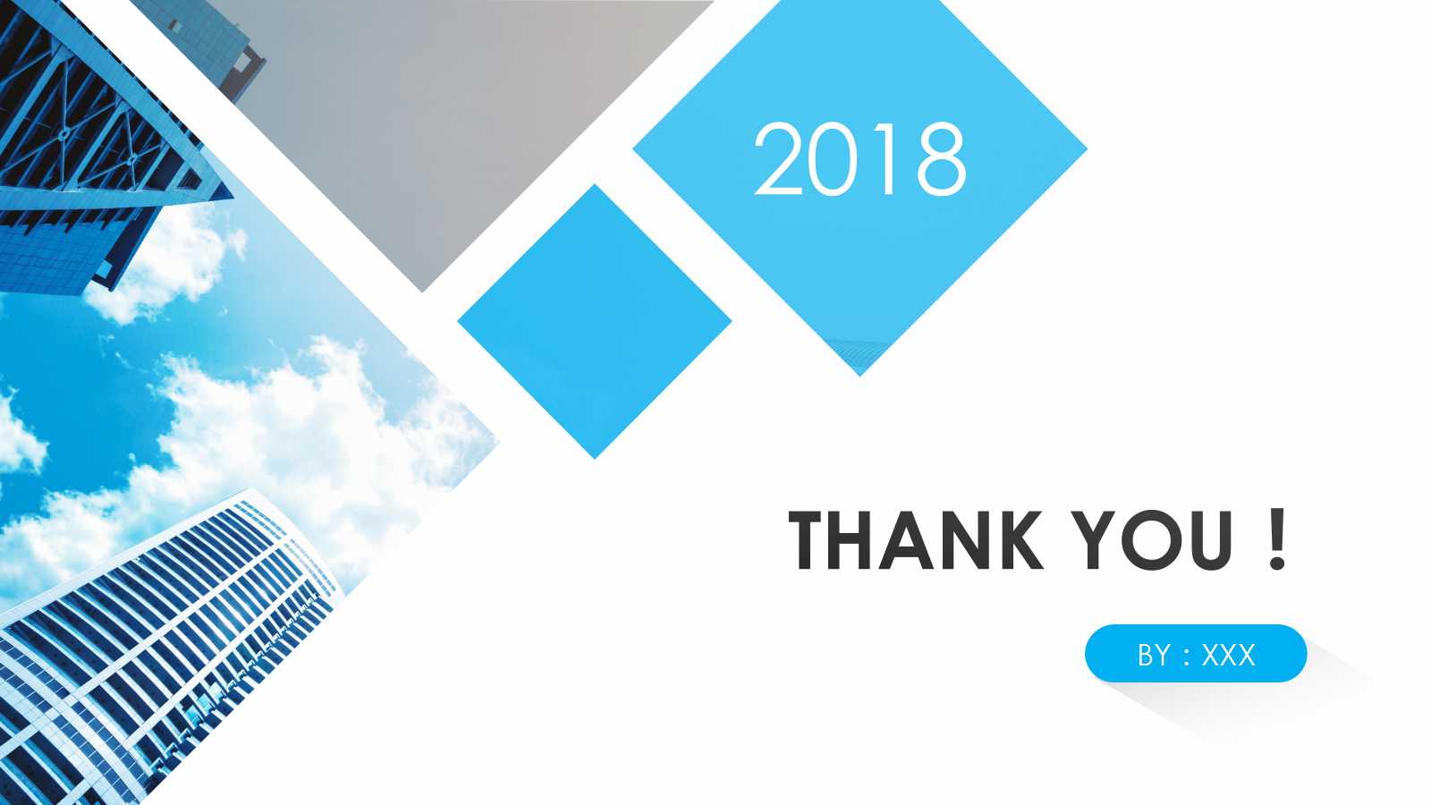 蓝色清新商务风城市建筑设计ppt模板