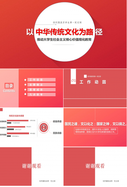 红色时尚清新社会主义核心价值观教育答辩PPT模板