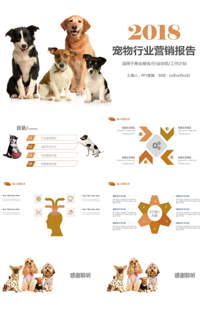 精美时尚简约宠物营销ppt模板