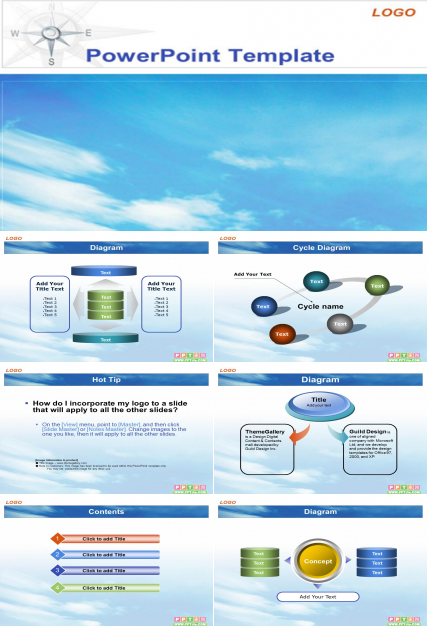 大自然主题PPT模板（蓝色天空）