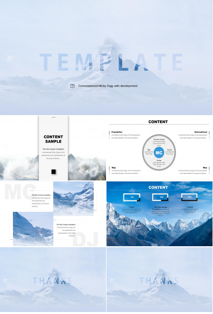 蓝色淡雅英文工作总结汇报ppt模板