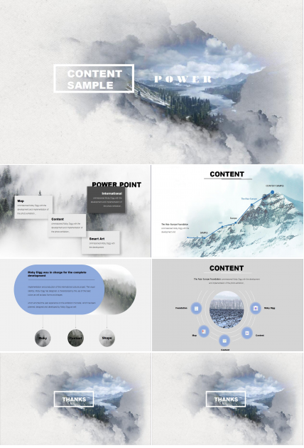 朦胧素雅商务报告工作计划ppt模板
