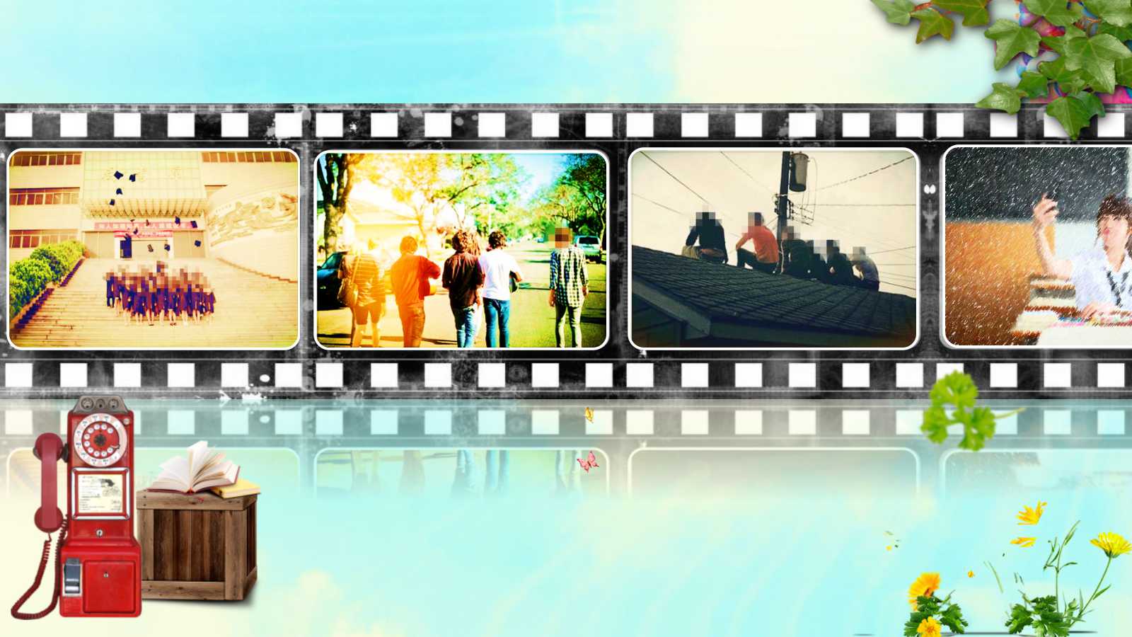 文艺小清新青春毕业聚会ppt模板