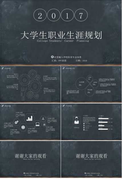 创意黑板风格职业生涯规划ppt模板