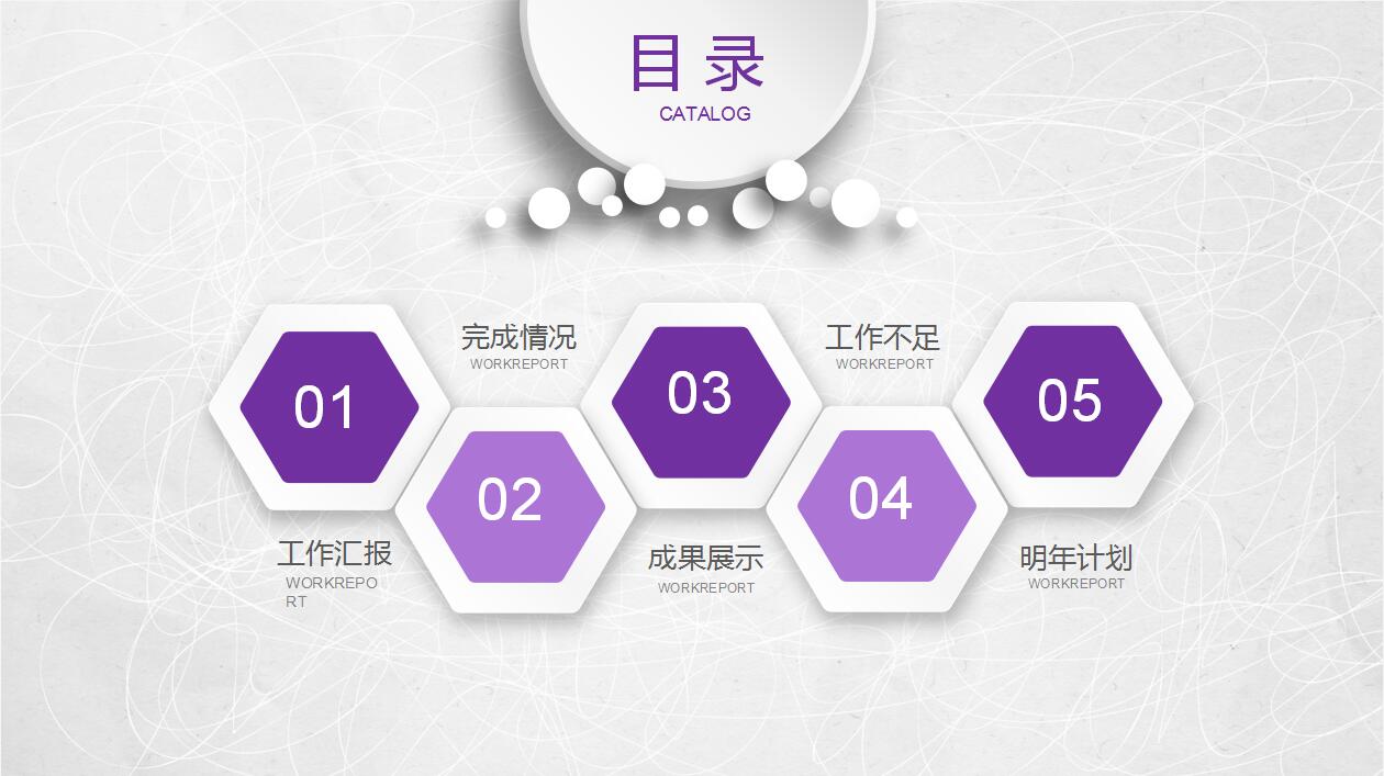 紫色扁平化年终工作总结商务汇报ppt模板