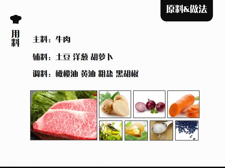 西餐美食ppt模板_黑白极简