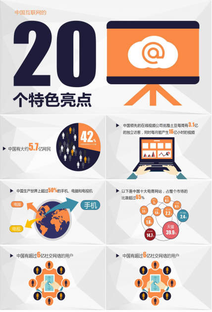 创意扁平化精美大气商务ppt模板