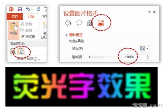 ppt如何制作彩色荧光字效果图片