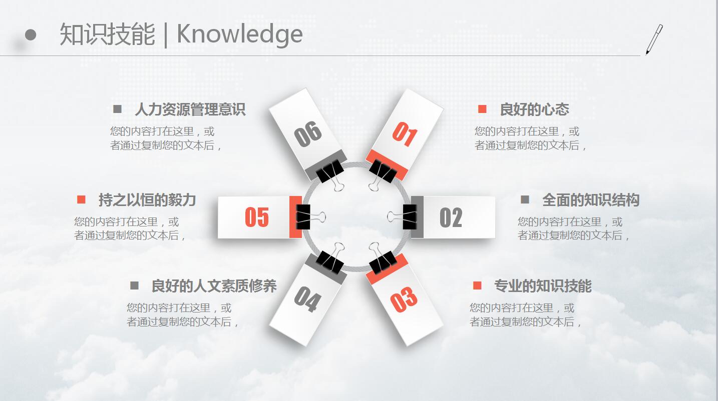 橙色简洁个人求职简历岗位竞聘ppt模板