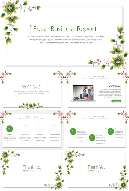 小清新绿色简洁汇报ppt模板