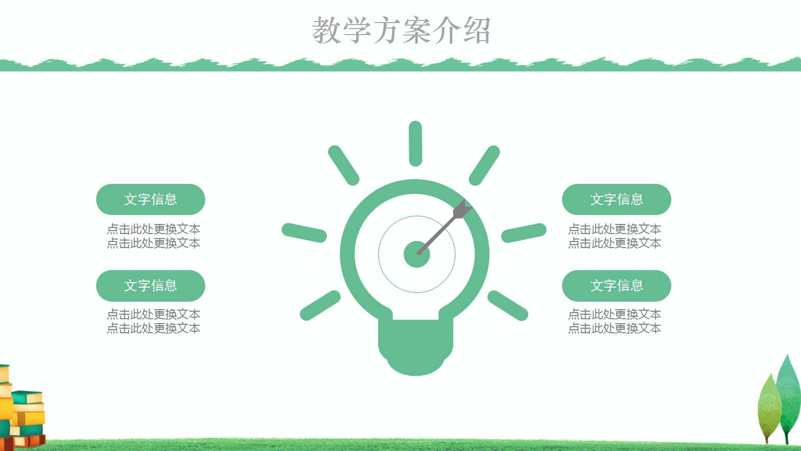 小清新绿色扁平化儿童课件ppt模板