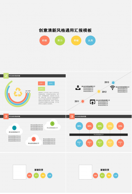 创意清新风格通用汇报ppt模板