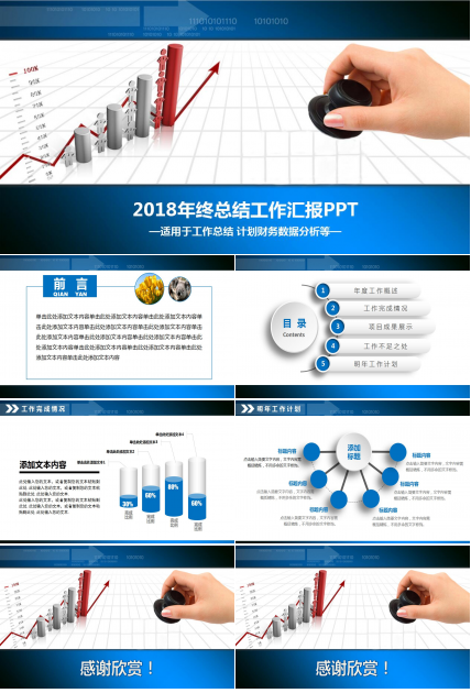 蓝色高端财务年终工作总结ppt模板