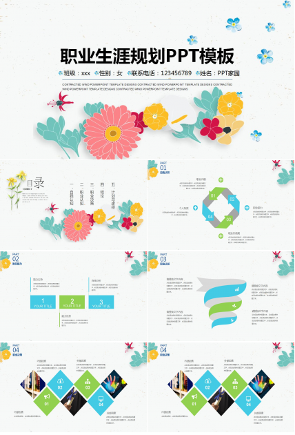 清新淡雅个人职业生涯规划ppt模板